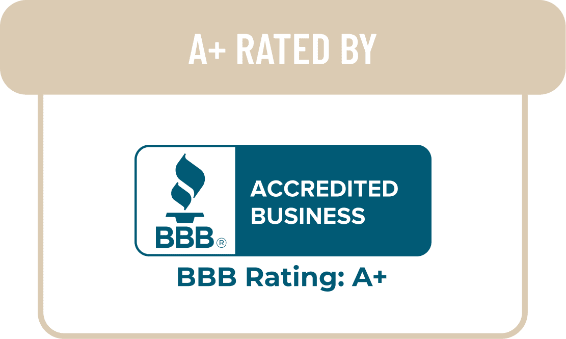 BBB Accredited Business with an A+ rating logo.