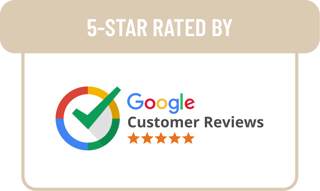Google Customer Review badge with a 5-star rating.