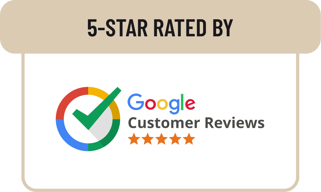 5-star rating badge from Google Customer Reviews.