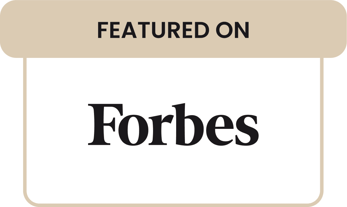 Logo of Forbes with 'Featured On' text above.