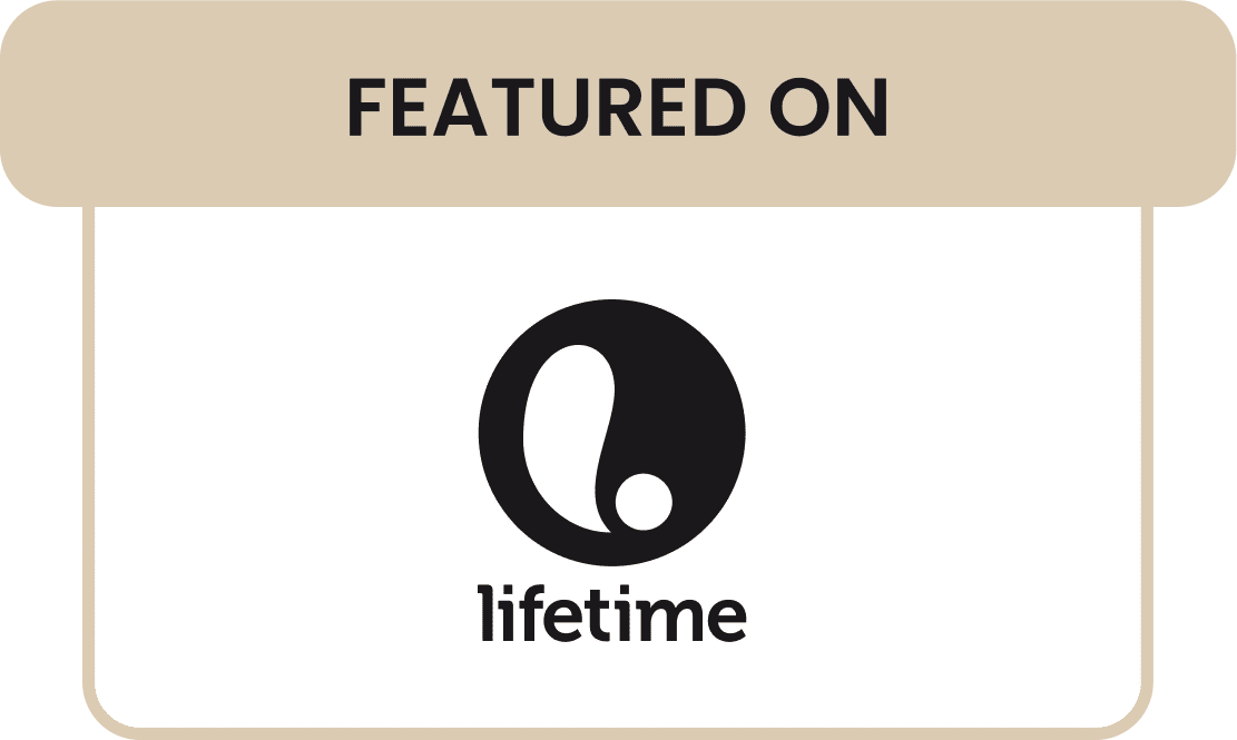 Lifetime logo with 'Featured On' text above it on a beige background.